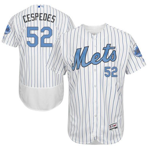 Mets #52 Yoenis Cespedes White(Blue Strip) Flexbase Authentic Collection Father's Day Stitched MLB Jersey